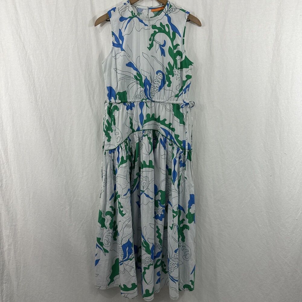 Oliphant Orchid Green Sleeveless Piped Maxi Dress Womens Sz S Feminine Summer